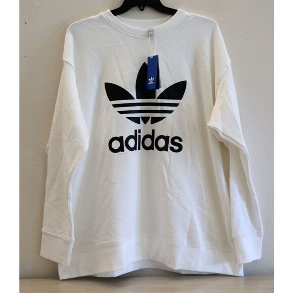 adidas Originals Women's Plus Sz 3XL White Trefoil Graphic Crewneck Sweatshirt - Picture 3 of 8